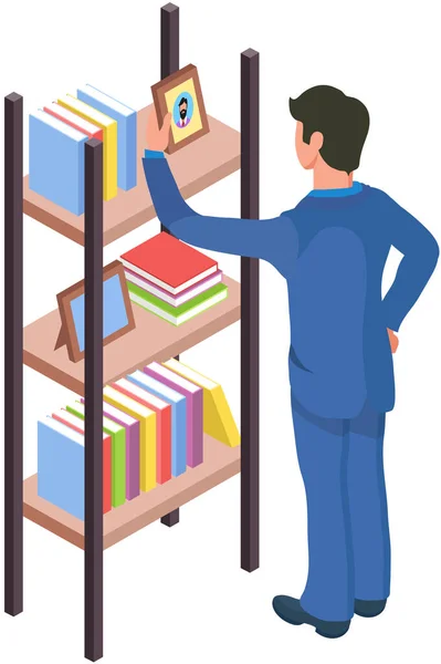 Estudiante Tomando Libro Librería Icono Vector Biblioteca Estudiar Escuela Universidad — Vector de stock
