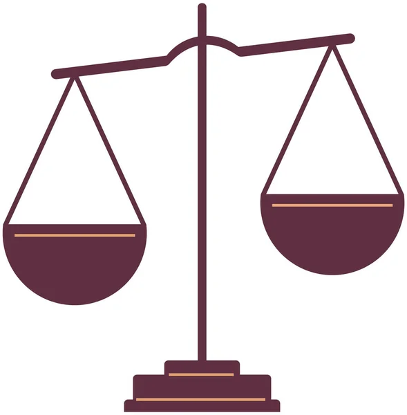 Массовые весы, символ закона и значок справедливости. Измерительный прибор с двумя чашами — стоковый вектор