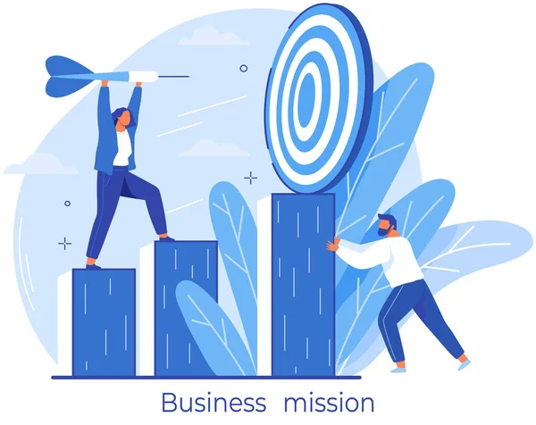 Targeting, target marketing, business mission concept. People create strategy to achieve goal — Stockvektor