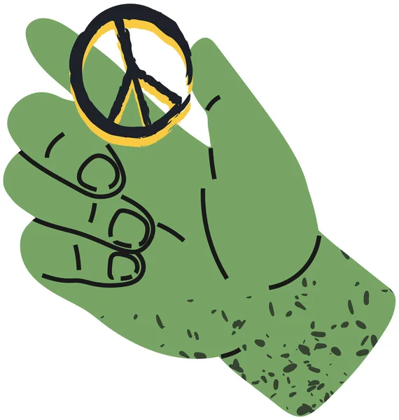 Pacyfik, znak pacyfizmu, międzynarodowy symbol pokoju, świat rozbrojenia w ludzkiej ręce — Wektor stockowy