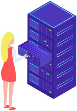 Veritabanı merkezi bilgi deposu. Sunucu yakınındaki sistem yöneticisi, ekipman, endüstriyel aygıt