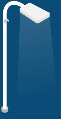 Karanlık arka planda spot ışıklarıyla sokak lambası direği. Basit şehir gecesi sokak lambası nesnesi