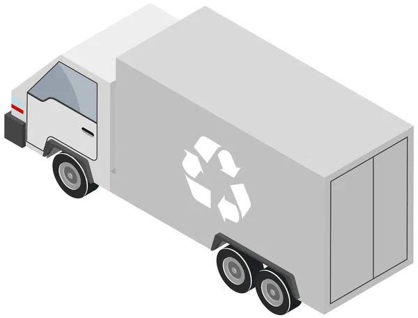 卡车，卡车与回收标志。交货，物流概念。带拖车的旅行车 — 图库矢量图片