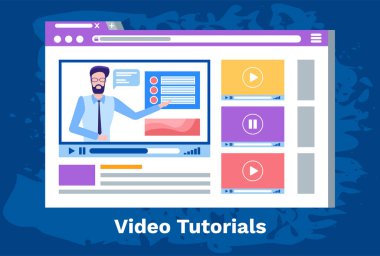 Uzaklık öğrenme şablonu için program. Çevrimiçi derste erkek öğretmenle video dersi