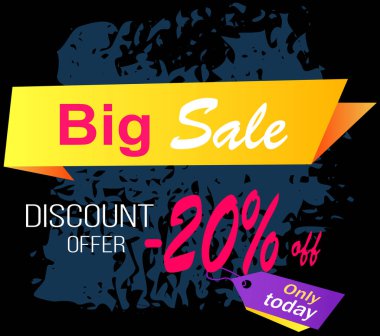 İndirim etiketi ve tanıtım amblemi. Promosyon afişi, reklam satışlarında yüzde indirim.