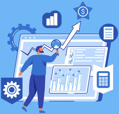 Veri analizi istatistik konsepti. Strateji, iş geliştirme. İstatistiksel iş araştırmalarının sonuçları