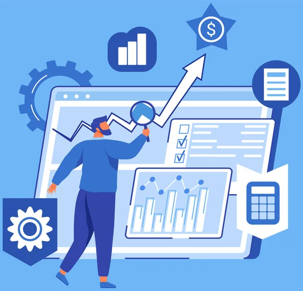 Veri analizi istatistik konsepti. Strateji, iş geliştirme. İstatistiksel iş araştırmalarının sonuçları
