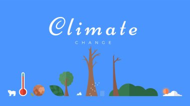 İklim değişikliği vektör şablonu. Kuzey Kutbu, eriyen buzullar, buz üstünde kutup ayısı