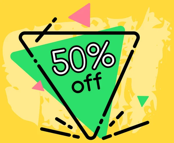 Discount tag with sale promotional emblem. Promotion banner layout, fifty percent off advertisement final sale — Stockový vektor