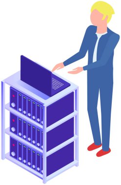 Adam iş için bilgisayar kullanıyor ya da sohbet ediyor. İnternet iletişim konsepti, işyeri