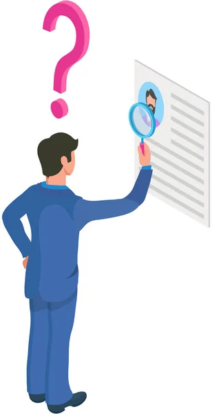 Search social profile, recruitment. Page with social network, hr manager with magnifying glass — Stock Vector