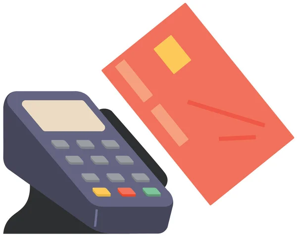 Pagamento por cartão de crédito com NFC usando terminal POS. Pagamento sem contato, sem dinheiro, banco digital — Vetor de Stock