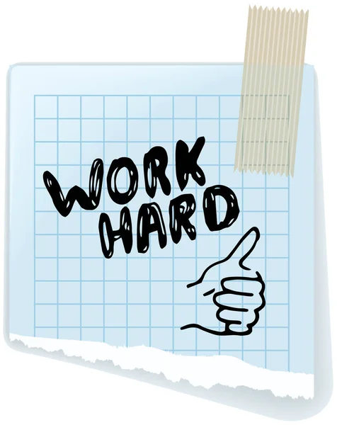 Work Hard. Banner, paper sheet, poster and sticker concept, geometric style with text and thumb up — 图库矢量图片