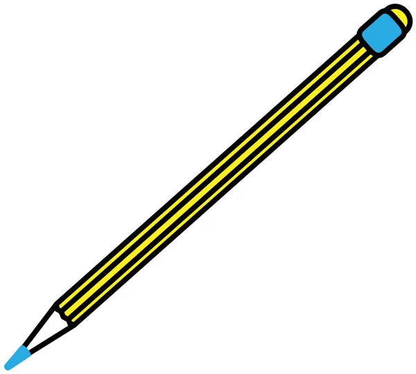 Wooden pencil with an eraser. Flat vector illustration isolated icon. Stationery for drawing picture — Vetor de Stock