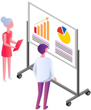 Kadın dijital raporu istatistiklerle analiz ediyor. Diyagramda istatistiksel göstergeler ve veriler