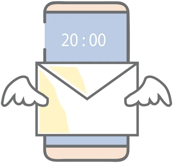 Email notification, app for chatting and mailing. Virtual mailbox with digital letter on display — Vector de stock