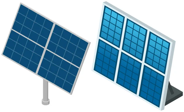 Stockage d'énergie de batterie de centrale électrique avec panneau solaire photovoltaïque et électricité Li-ion rechargeable — Image vectorielle