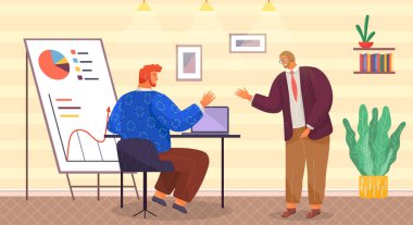 Yönetici istatistiksel bir rapor sunar. Analiz ve planlama sektörü