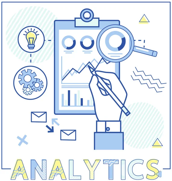 Financial accounting report icon. Hand drawing business process diagram, statistics on clipboard — Vettoriale Stock