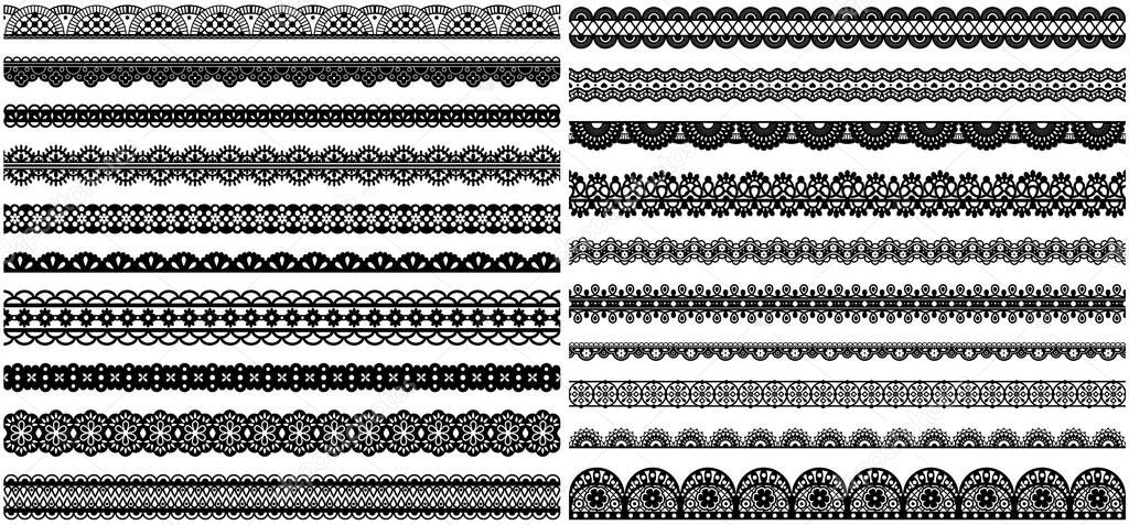 Seamless pattern for creating cards style. Lace decoration template, ribbon with ornament for design