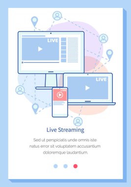 Video recording live broadcast, stream, vlog on screen. Internet communication with followers app