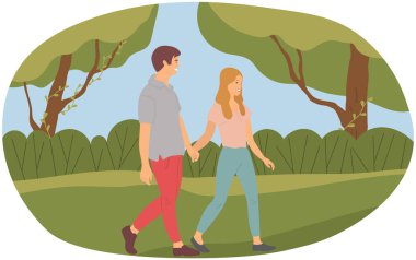 Aşık insanlar dışarıda birlikte vakit geçiriyorlar. Akraba bir çift ormanda yürür.