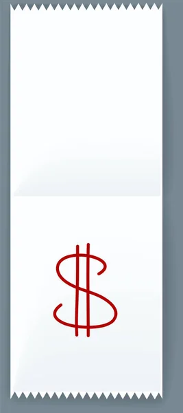 Recibo con símbolo del dólar. Hoja de papel vectorial, nota y elemento financiero, ilustración de iconos — Archivo Imágenes Vectoriales