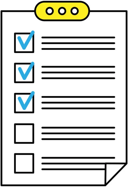 Do to list on presentation tablet, questionnaire. Check mark in form, paper checklist on clipboard — Stock Vector