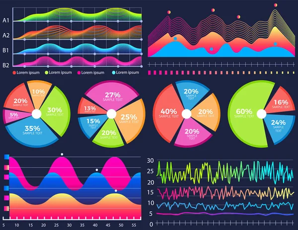 Intelligent Teknik Hud Interaktiv Panel Dataskärm Med Diagram Diagram Futuristisk — Stock vektor