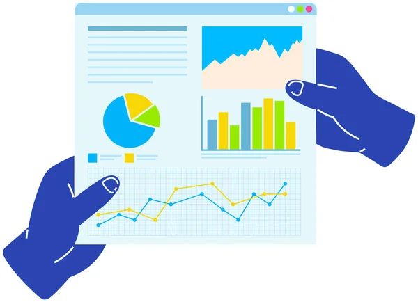 Data Analyse Informatie Exploratie Web Onderzoek Concept Persoon Onderzoekt Diagram — Stockvector