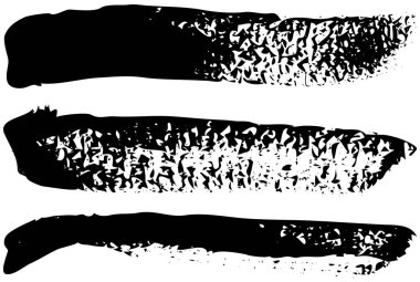 Farklı soyut şekiller, lekeler ve parmak izleri. Siyah tasarım elementleri beyaz arkaplanda izole edildi. Tarz yaratmak için kusursuz desen. Dekorasyon şablonu, tasarım biçimi için fırça darbeleri