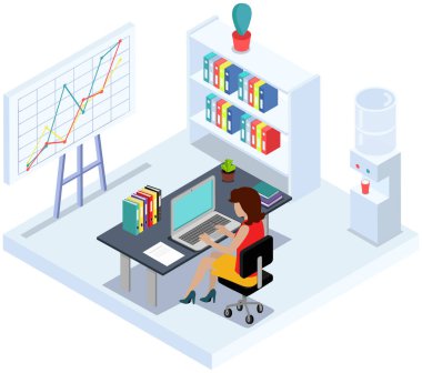 Analitik ve geliştirme istatistikleri. Web analiz ölçümü, ürün test teknolojisi. Kadın dijital raporu analiz ediyor. İstatistiksel göstergeler ve diyagramda veriler. Grafiksel bilgi görselleştirmesi
