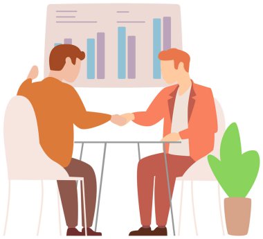 Müdür istatistiksel rapor analiz çizelgelerinin sunumunu yapıyor. Planlama işi. Proje yönetimi, mali raporlama ve strateji için takım çalışması danışmanlığı. Veri analizi araştırma istatistikleri