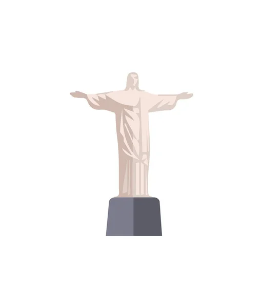 Enorme Estatua Cristo Redentor Río Janeiro Brasil Famosa Atracción Forma — Vector de stock