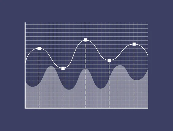 Gráfico Com Informações Visuais Linhas Curvas Com Pontos Gráfico Negócios — Vetor de Stock