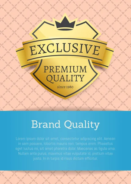 Markenqualität Exklusives Premium Produkt Gold Label Glänzendes Garantielogo Mit Kleiner — Stockvektor