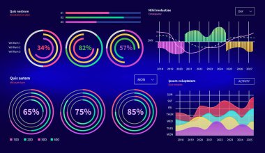 İnfografik grafik çizelge vektör şablonu. Yıllık istatistik eğrisi grafik tasarımı. Pazar veri diyagramları. Grafiksel bilgi görselleştirme ve analiz. İstatistiksel göstergeler ve veri değişimlerinin sıklığı