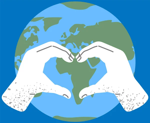Çevreye Önem Vermenin Gezegene Sevginin Doğaya Saygı Duymanın Bayrağı Dünya — Stok Vektör