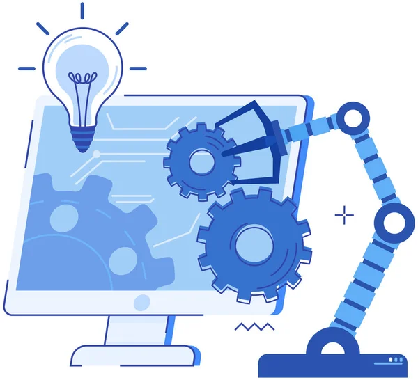 Proceso Negocio Automatización Realización Experimentos Inteligencia Artificial Para Desarrollo Startups — Vector de stock