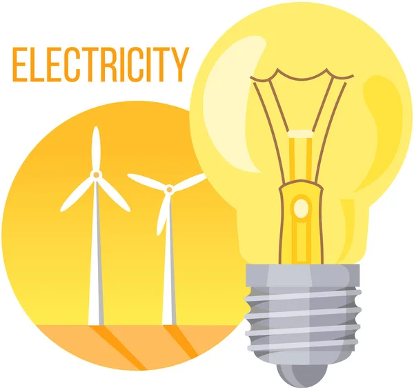 Sumber Energi Alternatif Untuk Produksi Listrik Ramah Lingkungan Lampu Bohlam - Stok Vektor