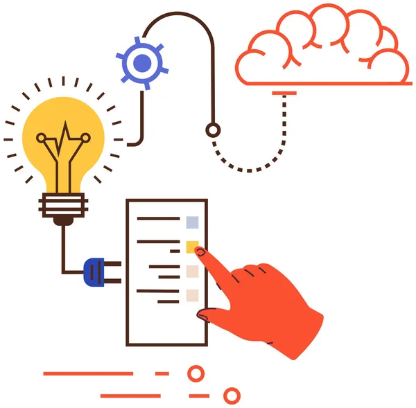 Complejo Conexión Visualización Big Data Con Icono Bombilla Estructura Visual — Archivo Imágenes Vectoriales