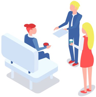 Ofis personeli, iş ve iletişim. Kafa ve astlar. Çeşitli işçiler, menajerler. Farklı seviyelerdeki üst düzey yöneticiler. Ofis çalışanları. İş arkadaşları. Meslektaşlar proje takım çalışmasını tartıştılar