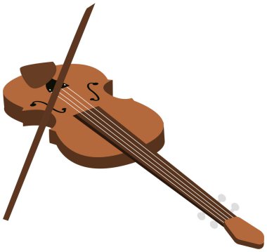 Classical wooden violin musical bowed stringed instrument of high timbre, fiddle flat vector illustration on white background. Main instrument of academic classical music, violinist equipment
