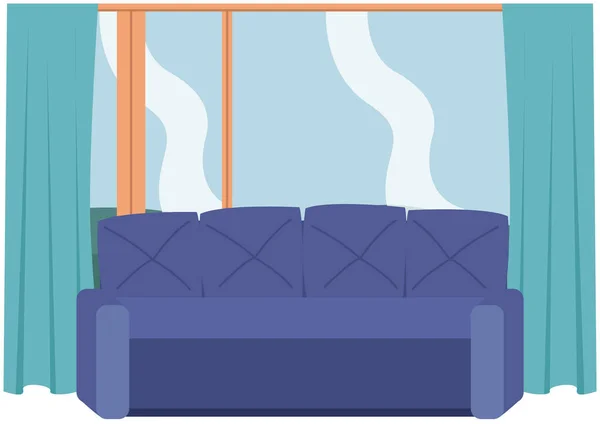 Sofa Und Couch Blau Bunte Cartoon Vektor Sofa Freizeitmöbel Komfortable — Stockvektor