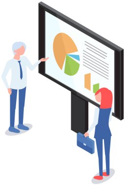 Ofiste iletişim kuran iş adamları istatistikleri tartışıyor, farklı grafik ve grafikleri analiz ediyorlar. Finansal muhasebe konsepti. Organizasyon süreci, analitik, planlama, rapor, pazar analizi