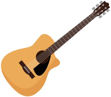 Beyaz arka planda akustik gitar. İp melodisi için müzik teli ahşap müzik aleti koleksiyonu. Sahnede müzisyen eşliğinde rock ya da caz ekipmanları, klasik müzik aletleri