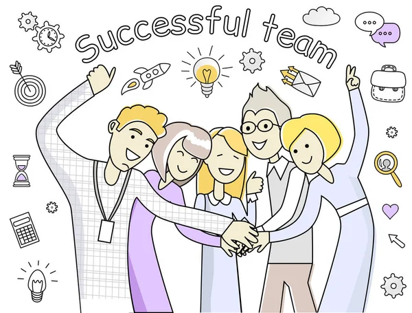 Erfolgreiches Team Banner Für Website Vorlage Kollektive Unternehmensgruppe Glücklicher Menschen — Stockvektor