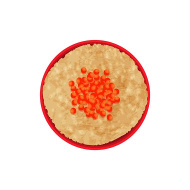 Böğürtlen lezzetli ev yemeği ile süslenmiş buğday lapası. Beyaz arkaplanda Rus geleneksel mutfak tarifi düz renk vektörü çizimi.