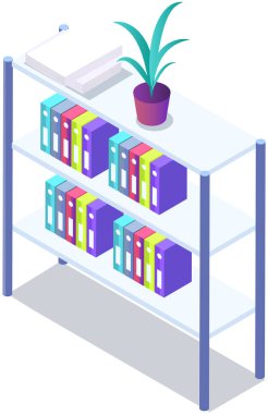 Office paperwork, document and file folders. Vector filing cabinet illustration, file archive storage box. Business folders storage carton container and white cabinet drawer, workplace environment
