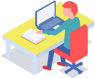 Ofis masasında çalışan takım elbiseli bir iş adamı. Dizüstü bilgisayarlı bir adam internette sörf yapıyor. Yönetici bilgisayar kullanıyor, modern teknoloji iş için. Katip, işyerinde ofis çalışanı.